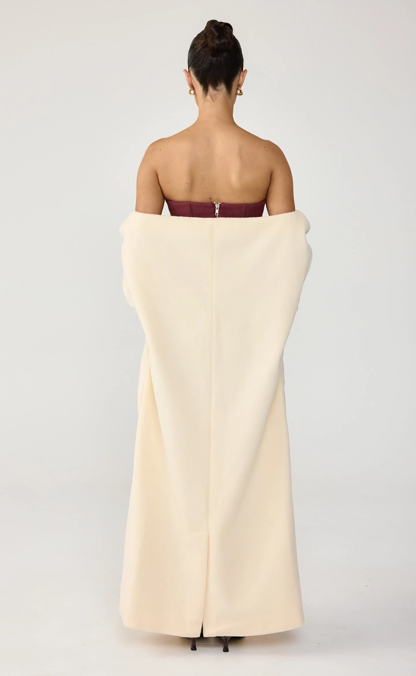 Ayer Off Shoulder Coat (Cream) - Image 3