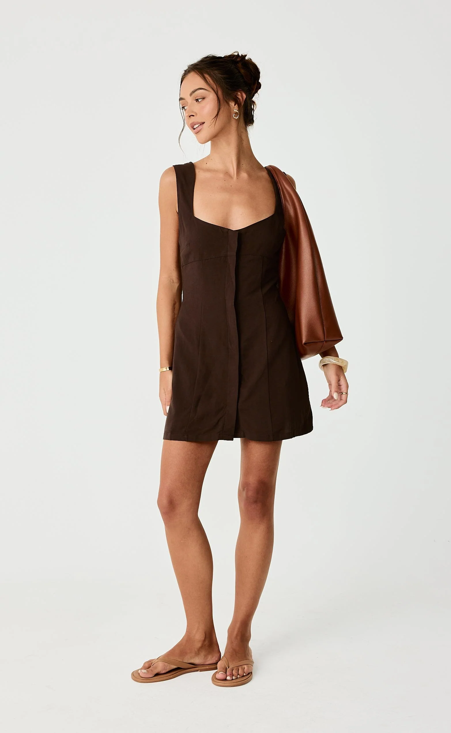 Conway Mini Dress (Chocolate) - Image 7