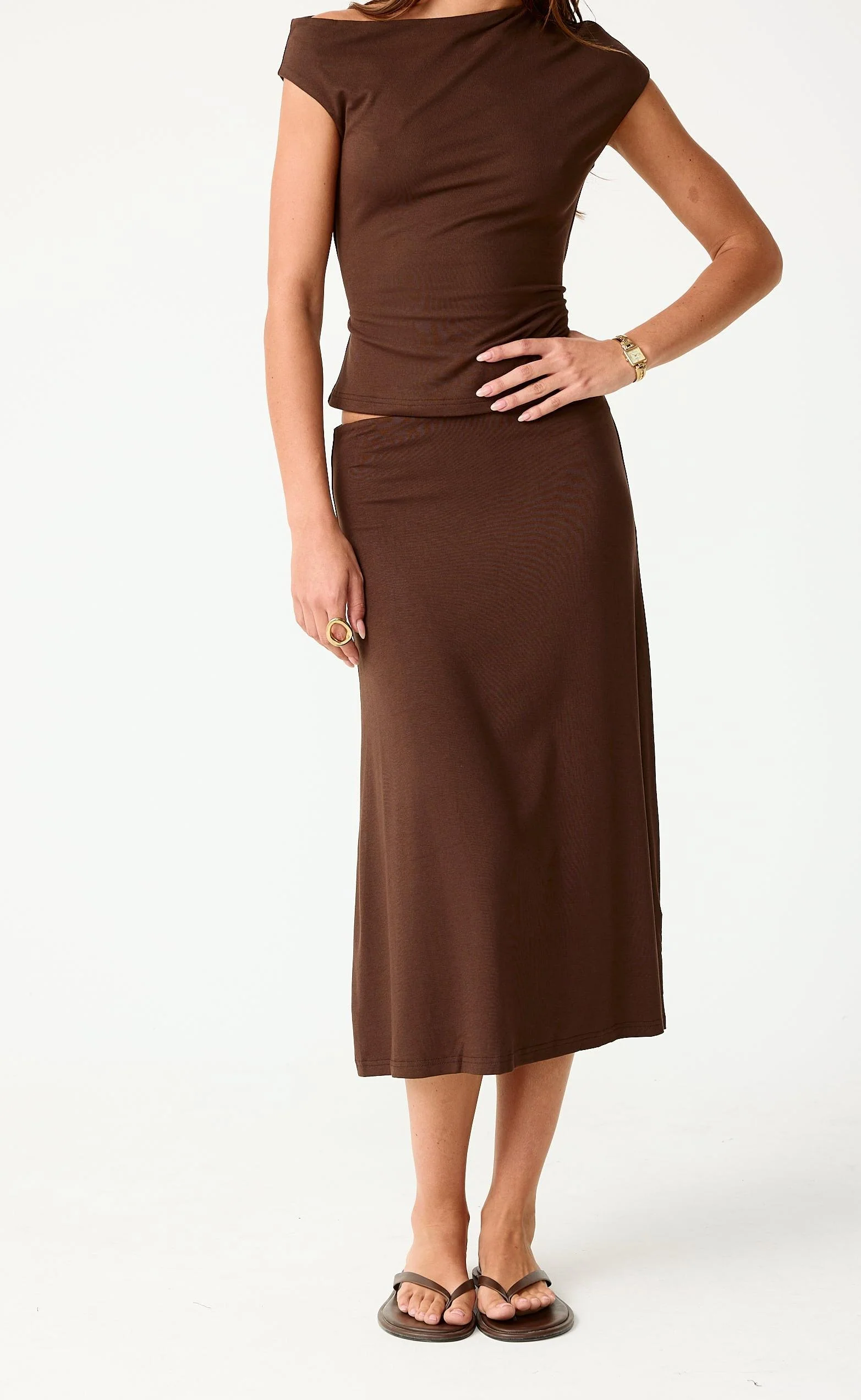 Hideaway Midi Skirt (Chocolate) - Image 3