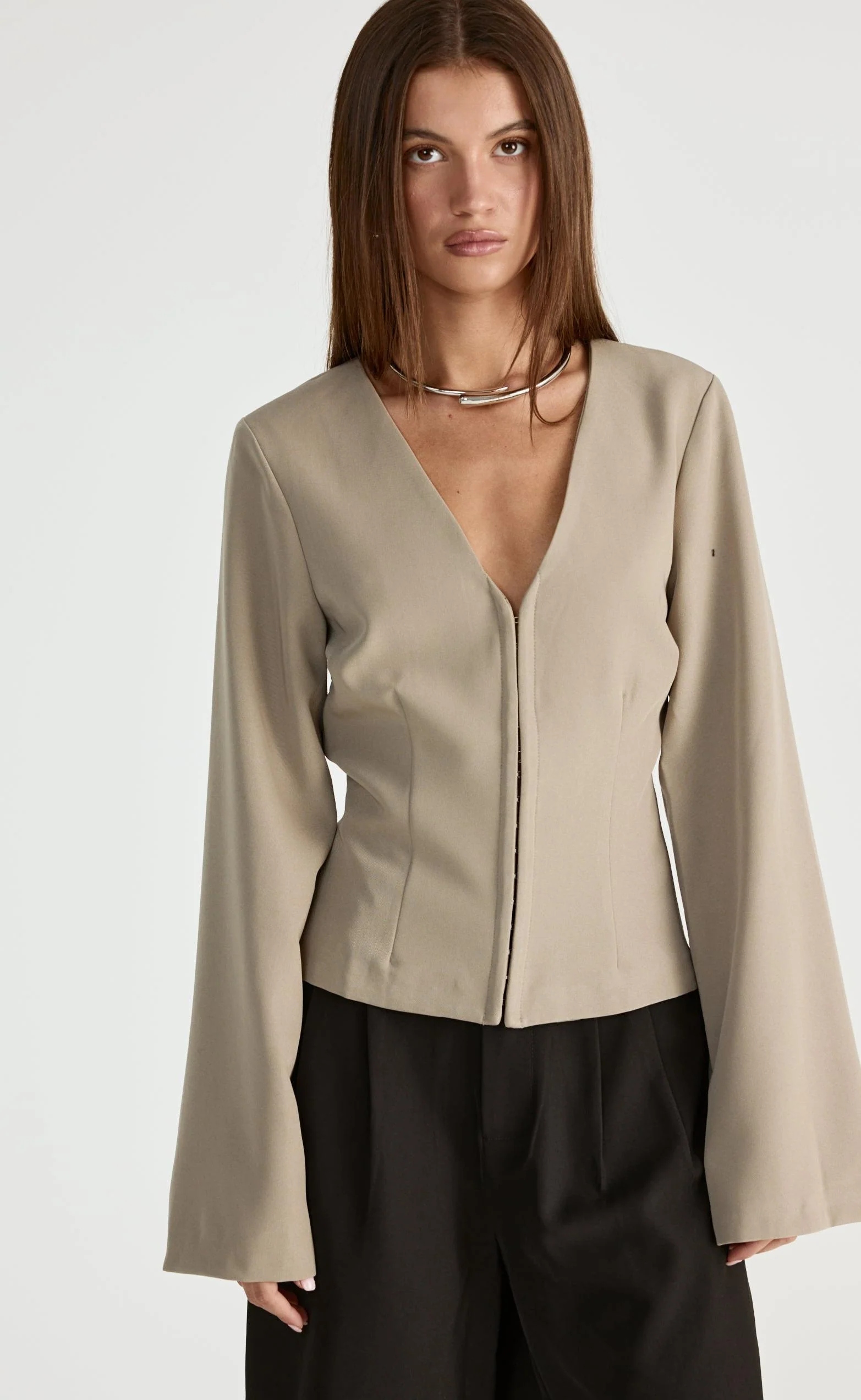 Norinne Long Sleeve Top (Pebble) - Image 3